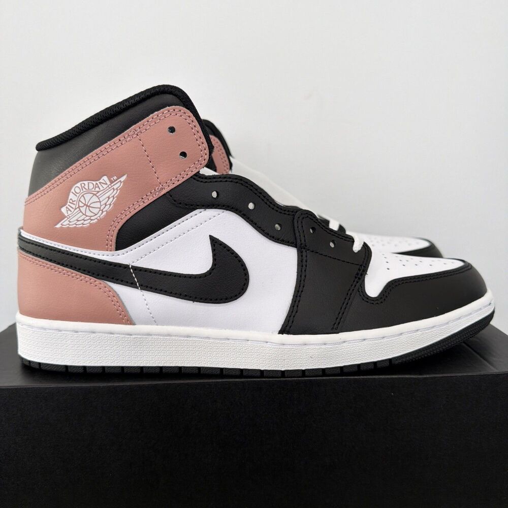 Nike Air Jordan 1 Mid Shoes White Black Rust Pink DQ8426-100 Men's Size 12 NEW
